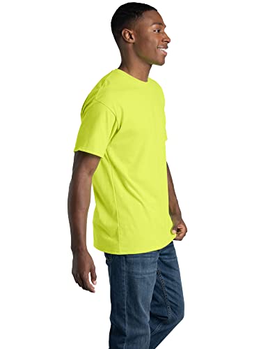 Fruit of the Loom Men's Eversoft Cotton T-Shirts (S-4XL), Crew-2 Pack-Safety Green, Large