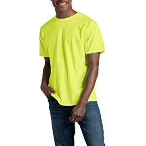 Fruit of the Loom Men's Eversoft Cotton T-Shirts (S-4XL), Crew-2 Pack-Safety Green, Large