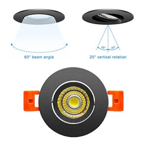 2Inch LED Recessed Ceiling Light, 3W Dimmable LED Downlight, 60 Beam Angle COB Recessed Lights with Driver, Daylight White 5000K-5500K, 25W Halogen Bulbs Equivalent for Ceiling Lighting, 10Pack