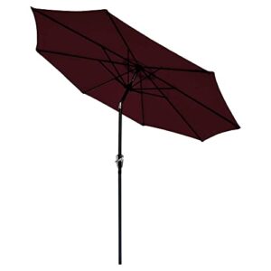 yescom 9ft uv30+ aluminum outdoor patio umbrella with crank & tilt 8 ribs air-vented for garden yard pool deck wine