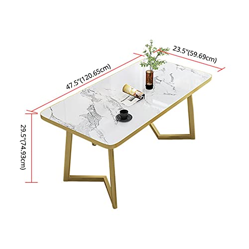 LITFAD Scandinavian Sintered Stone Top Dinette Set with Rectangle Dining Table Set Modern Dining Table with 4 Dining Chairs for Dining Room - 5 Piece Set Orange 47.2" L x 23.6" W x 29.5" H