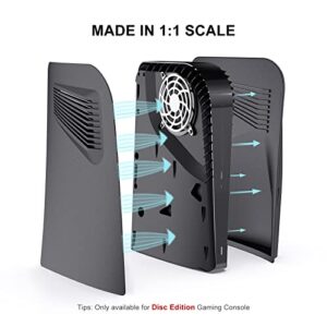 PS5 Plates for Disc Edition, innoAura PS5 Faceplate with Cooling Vents, Anti-Scratch Dustproof Protective PS5 Cover Plates, Premium ABS Replacement Shell for PS5 Disc Edition (Black)