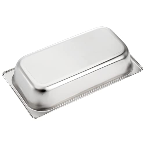 TOPZEA Set of 4 Stainless Steel Steam Table Pan 1/3 Size, 2.5 Inch Deep Anti-Jam Breading Pan Tray Buffet Dinner Serving Pan Hotel Food Pan for Food Warmer, Preparing Bread-Crumb Dish, Marinating Meat