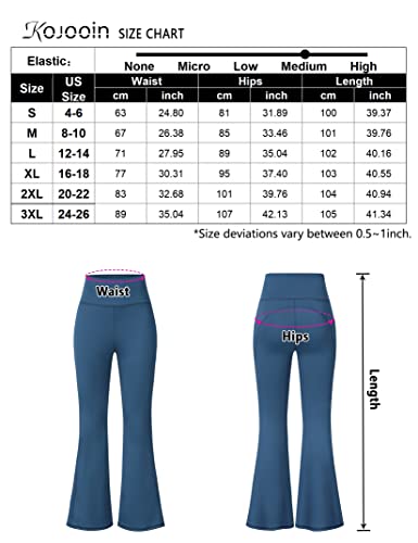 KOJOOIN Women's Dress Pants Straight Leg Flare Pant Lightweight High Waist Tummy Control Work Pants with Pockets Blue