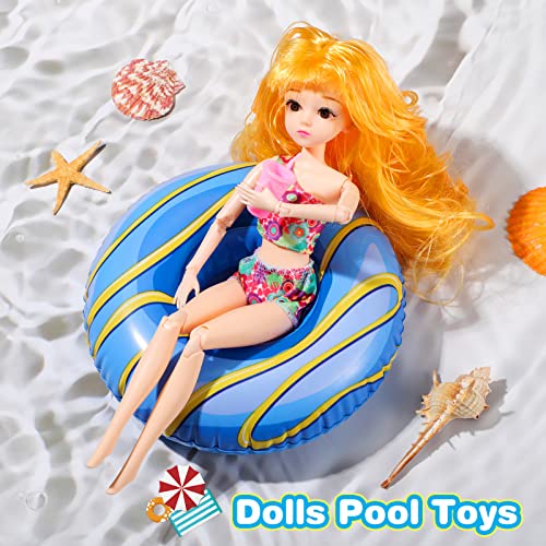 6 Pcs Pool Floaties for Girl Dolls, Girl Doll Swim Accessories Set Swimming Pool Floaties Party Ring Girl Dolls Cup Coasters Dolls Pool Toys Doll Pool for 11.5" Dolls Girl Swimming Pool Toy