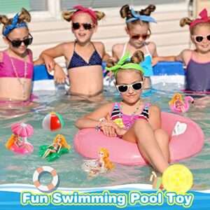 6 Pcs Pool Floaties for Girl Dolls, Girl Doll Swim Accessories Set Swimming Pool Floaties Party Ring Girl Dolls Cup Coasters Dolls Pool Toys Doll Pool for 11.5" Dolls Girl Swimming Pool Toy