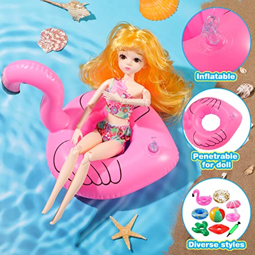 6 Pcs Pool Floaties for Girl Dolls, Girl Doll Swim Accessories Set Swimming Pool Floaties Party Ring Girl Dolls Cup Coasters Dolls Pool Toys Doll Pool for 11.5" Dolls Girl Swimming Pool Toy