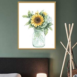 Paint by Numbers for Adults & Kids Easy for Beginner Kits Sunflowers Framed Canvas Flowers Painting Boards Color Acrylic Paint DIY Art Crafts Wall Art Decorations 8×12 Inch