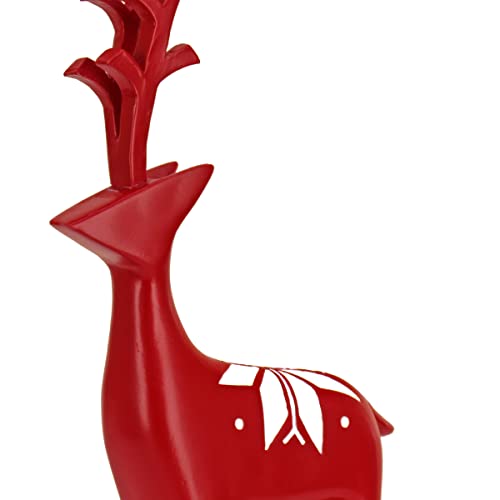 National Tree Company HGTV Home Collection Swiss Chic Deer Decor, Red, 12in