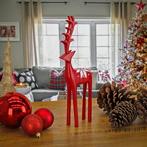 National Tree Company HGTV Home Collection Swiss Chic Deer Decor, Red, 12in