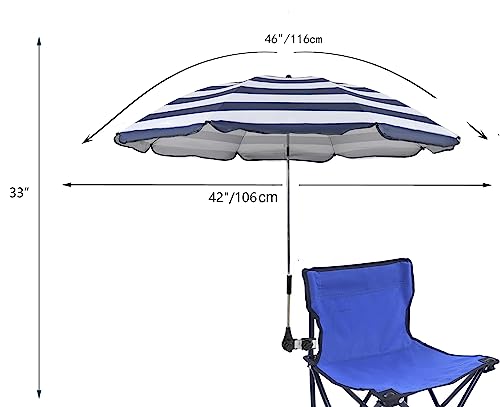 STARRY CITY Chair Umbrellas with Universal Adjustable Clamp,Clip on Parasol Sun Shade for Patio Beach Wheelchairs Golf Carts