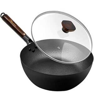 aneder frying pan with lid skillet nonstick 10 inch carbon steel wok pan woks and stir fry pans for electric,induction and gas stoves