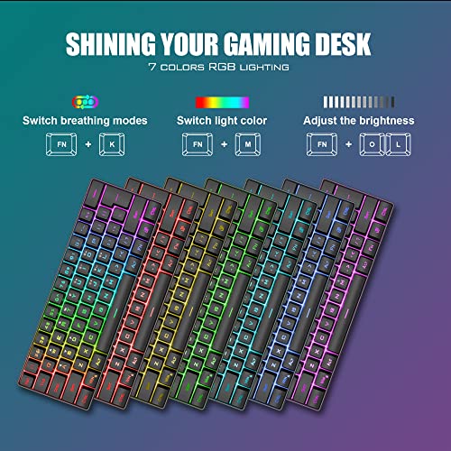 RedThunder 60% Wireless Gaming Keyboard, Rechargeable RGB Backlit Ultra Compact Mini Gaming Keyboard, Ergonomic Waterproof Mechanical Feeling Keyboard for PC, MAC, Laptop, PS4, PS5, Xbox ONE Gamer