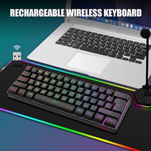 RedThunder 60% Wireless Gaming Keyboard, Rechargeable RGB Backlit Ultra Compact Mini Gaming Keyboard, Ergonomic Waterproof Mechanical Feeling Keyboard for PC, MAC, Laptop, PS4, PS5, Xbox ONE Gamer