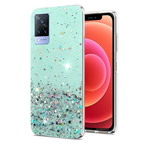 Phone Case for Vivo V21 4G Black, Bling Bling Vivo V21 5G Case Clear Glitter Silicone Anti-Scratch (Vivo V21 5G&4G, Green)