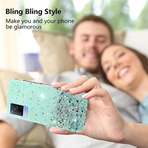 Phone Case for Vivo V21 4G Black, Bling Bling Vivo V21 5G Case Clear Glitter Silicone Anti-Scratch (Vivo V21 5G&4G, Green)