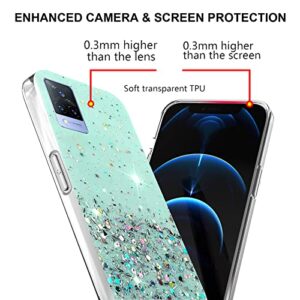 Phone Case for Vivo V21 4G Black, Bling Bling Vivo V21 5G Case Clear Glitter Silicone Anti-Scratch (Vivo V21 5G&4G, Green)