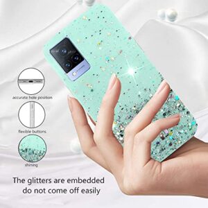 Phone Case for Vivo V21 4G Black, Bling Bling Vivo V21 5G Case Clear Glitter Silicone Anti-Scratch (Vivo V21 5G&4G, Green)