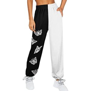 Teen Girls Womens Sweatpants Lounge Baggy Cotton Casual Joggers High Waist Athletic Pant Winter Sweatpants Loose Fit Lounge Trousers Bottom Yoga Jogger Pants A290 Black