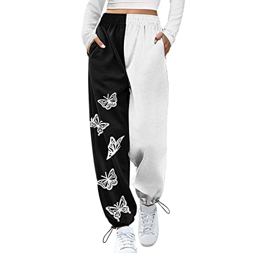 Teen Girls Womens Sweatpants Lounge Baggy Cotton Casual Joggers High Waist Athletic Pant Winter Sweatpants Loose Fit Lounge Trousers Bottom Yoga Jogger Pants A290 Black