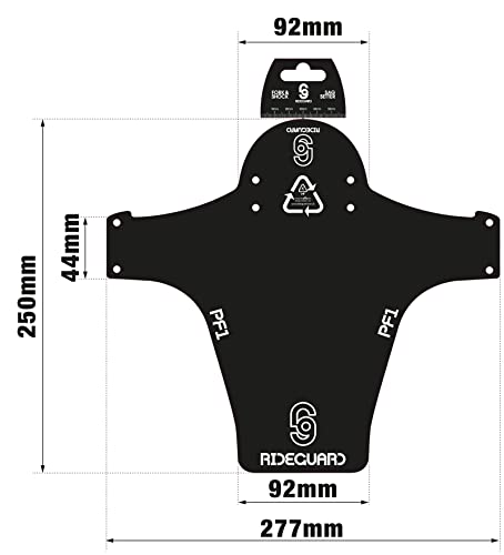 RideGuard PF1 Mr Sakamoto. Front MTB Mudguard Mountain Bike Fender. Fits 24”, 26”, 27.5”, 29”, Plus Size and Fat Bikes. UK Made 100% Recycled Plastic Waste 100% Recyclable.