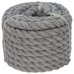 gray cotton rope (3/4in x 50 ft) strong twisted rope for diy crafts gardening hammock home decorating