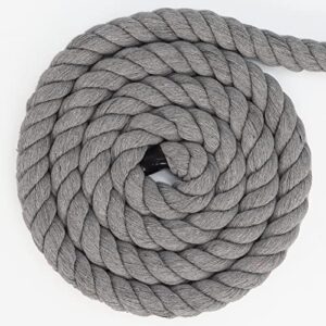 Gray Cotton Rope (3/4in x 50 ft) Strong Twisted Rope for DIY Crafts Gardening Hammock Home Decorating