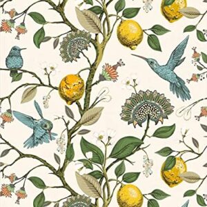 Meihodan Blue Bird Self Adhesive Wallpaper Fresh Lemon Tree Peel and Stick Wallpaper Removable Waterproof Prepasted Wallpaper Wall Mural 17.7in x 9.8ft