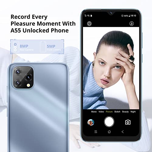 Blackview Unlocked Cell Phones A55, 4G Dual Sim Phones Unlocked, Android Phone, 3GB+16GB ROM Smartphone, Face ID, 3 Card Slots,4780mAh Battery, T-Mobile AT&T Phone Unlocked 6.5" HD+Large Screen