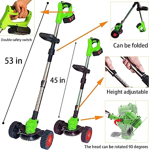 Electric Weed Eater Battery Powered Electric Weed Wacker 36V Cordless Grass Trimmer Edger Lawn Tool with 2PCS 4.0AH Batteries and 3 Types Blades Lightweight Brush Cutter for Yard and Garden