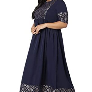 Janasya Indian Women's Plus Size Dark Blue Poly Crepe Kurta(PJNE3363-KR-A-5XL)