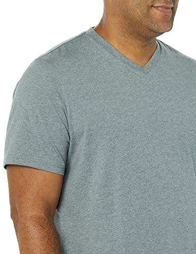 Amazon Essentials Men's Regular-Fit Short-Sleeve V-Neck T-Shirt (Available in Big & Tall), Pack of 2, Grey Heather, 4X-Large Big Tall