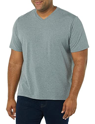 Amazon Essentials Men's Regular-Fit Short-Sleeve V-Neck T-Shirt (Available in Big & Tall), Pack of 2, Grey Heather, 4X-Large Big Tall