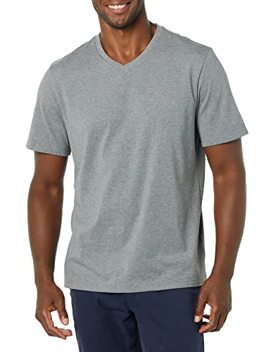 Amazon Essentials Men's Regular-Fit Short-Sleeve V-Neck T-Shirt (Available in Big & Tall), Pack of 2, Grey Heather, 4X-Large Big Tall