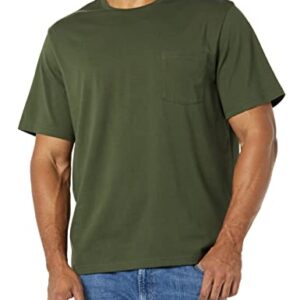 Amazon Essentials Men's Regular-Fit Short-Sleeve Crewneck Pocket T-Shirt, Pack of 2, Black/Olive, Large