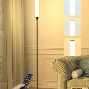 Floor Lamps for Living Room, Upgrade Moder Floor Lamp with Remote Control, Full Range Dimming Minimalist Standing Lamp Perfect for Living Room, Bedrooms and Office (Black)