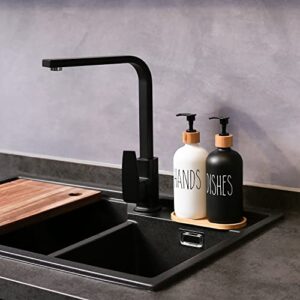 MOMEEMO Glass Soap Dispenser Set, Contains Hand Soap and Dish Soap Dispenser.Suitable for Kitchen Decor. (Black & White)