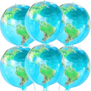 katchon, globe balloons for earth day decorations - big 22 inch, pack of 6 | 4d world map balloons | earth balloons for party | earth day balloons for globe decorations, bon voyage party decorations