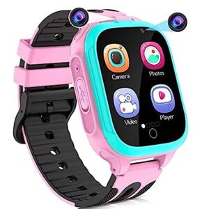 liteypp kids smart watches girls boys, smart watch for kids ages 4-12 yrs, kids smartwatch with calling dual camera 14 learning games video music flashlight, boys girls birthday(pink)