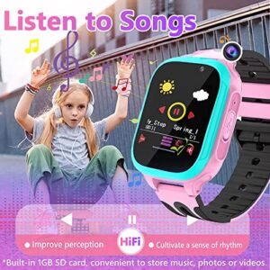 LITEYPP Kids Smart Watches Girls Boys, Smart Watch for Kids Ages 4-12 Yrs, Kids Smartwatch with Calling Dual Camera 14 Learning Games Video Music Flashlight, Boys Girls Birthday(Pink)