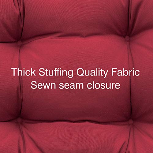 QILLOWAY Outdoor Seat/Back Chair Cushion Tufted Pillow, Spring/Summer Seasonal Replacement Cushions - Set of 2 (Red)