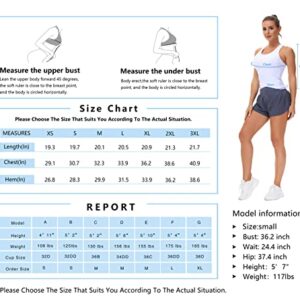 Women’s Racerback Workout Tank Tops with Built in Bra Sleeveless Running Yoga Shirts Slim Fit (Large, White)