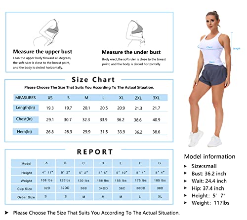 Women’s Racerback Workout Tank Tops with Built in Bra Sleeveless Running Yoga Shirts Slim Fit (Large, White)