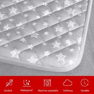 Waterproof Dog Bed Covers Replacement Washable Pet Hair Easy to Remove, Dog Pillow Cover Quilted, Pet Bed Cover Lovely Grey Star Print, Puppy Bed Cover 30x20 Inches, for Dog/Cat