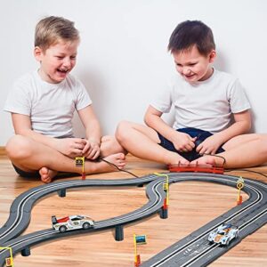 Electric Racing Tracks for Boys and Kids Slot Car Race Track Sets Including 4 Slot Cars 1:43 Scale and 2 Hand Controllers, Gift Toys for Children