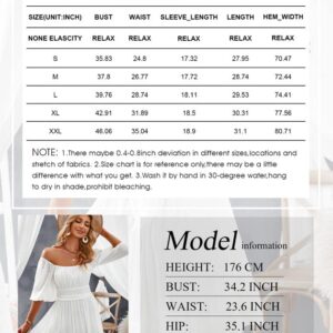 Dokotoo Square Neck Summer Dresses for Women 2023 Puff Sleeve Tie Backless Sexy Dresses Elastic Waist Ruffle A-Line Casual White Dress for Wedding Guest Small