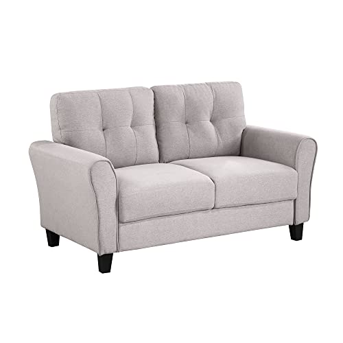 Modern Linen Upholstery Sectional Sofa w/3-seat Couch, Loveseat & Single Armchair for Living Room Bedroom Dorm, Tufted Corner Sofa w/Padded Cushion, Rolled Arm & Wooden Legs for Home Office (1+2 Seat)