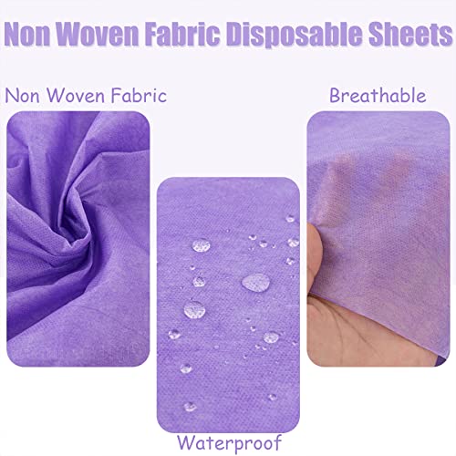 Framendino, 50 Pack Purple Disposable Massage Table Sheets Waterproof Non Woven Fabric Breathable Bed Cover for Salon Chair Hotel Lash Beds 31"x70"