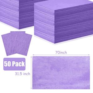 Framendino, 50 Pack Purple Disposable Massage Table Sheets Waterproof Non Woven Fabric Breathable Bed Cover for Salon Chair Hotel Lash Beds 31"x70"