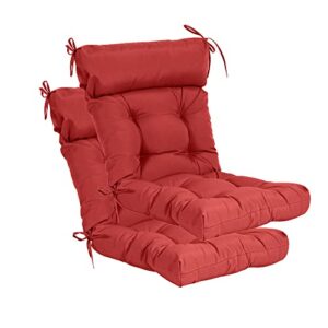 QILLOWAY Indoor/Outdoor High Back Chair Cushion,Tufted, Replacement Cushions - Set of 2 (Red)